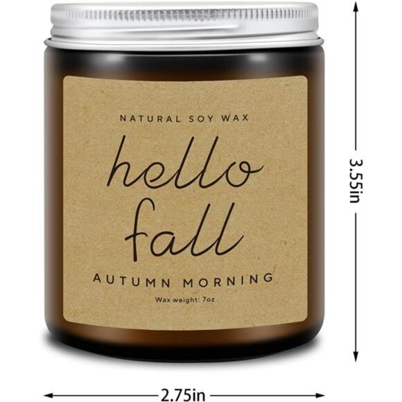 7oz Hello Fall Natural Soy Wax Autumn Morning Scented Candle for Home Fragrance - Picture 4 of 7